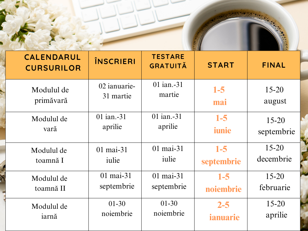 Calendar cursuri